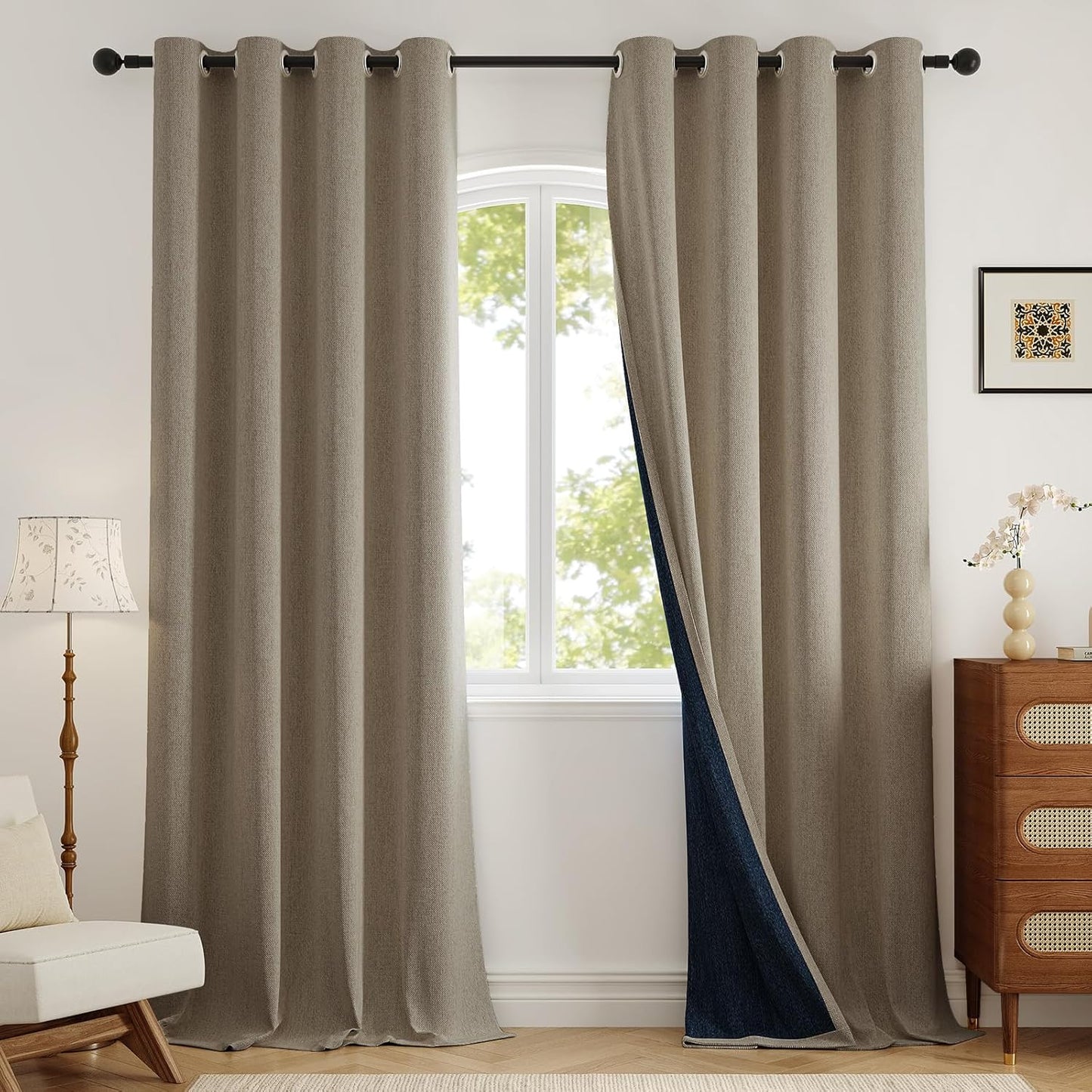 100% Blackout Curtains for Bedroom 90 inch Length 2 Panels Set