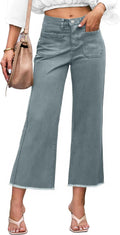 Denim Women Cropped Trousers High Rise Jeans - Stretchy Ankle Length