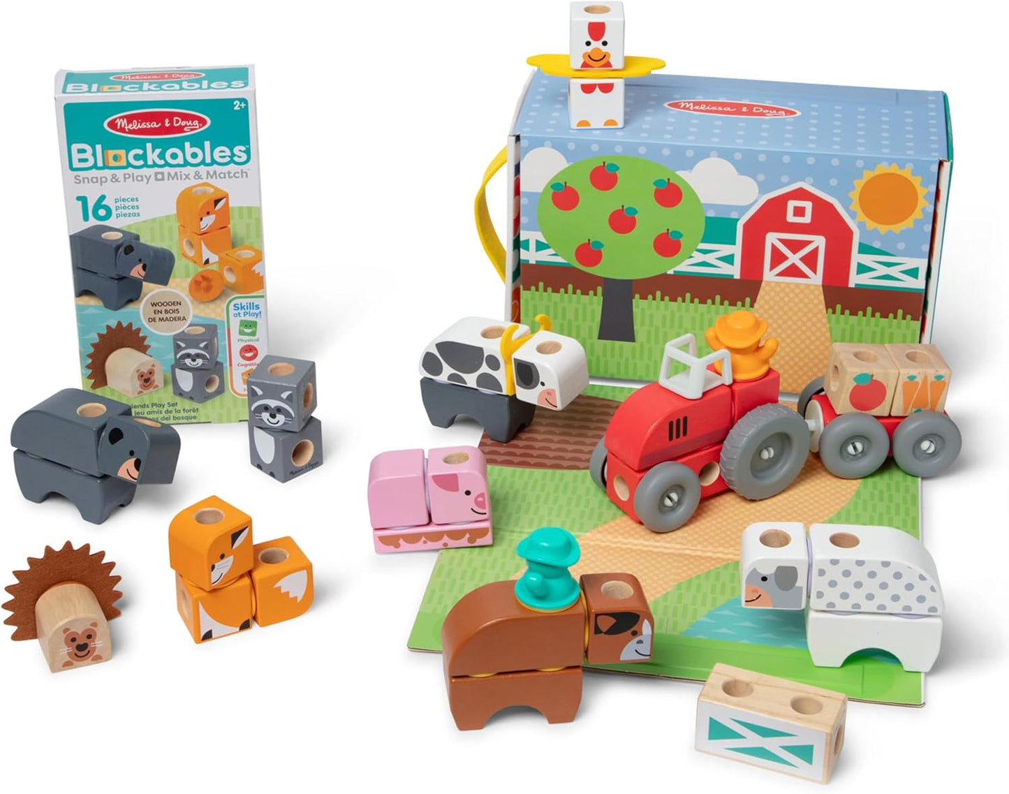 Melissa & Doug Blockables Farm Friends 2-Pack Building Blocks