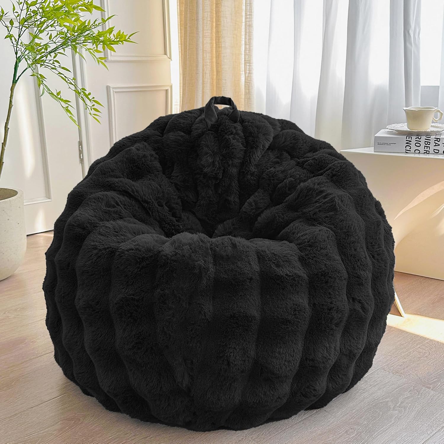 LIFEREVO Fluffy Faux Rabbit Fur Bean Bag Cover for Comfort