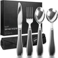 Weighted Utensils for Hand Tremors 4pc Set - Steady Meals for Seniors