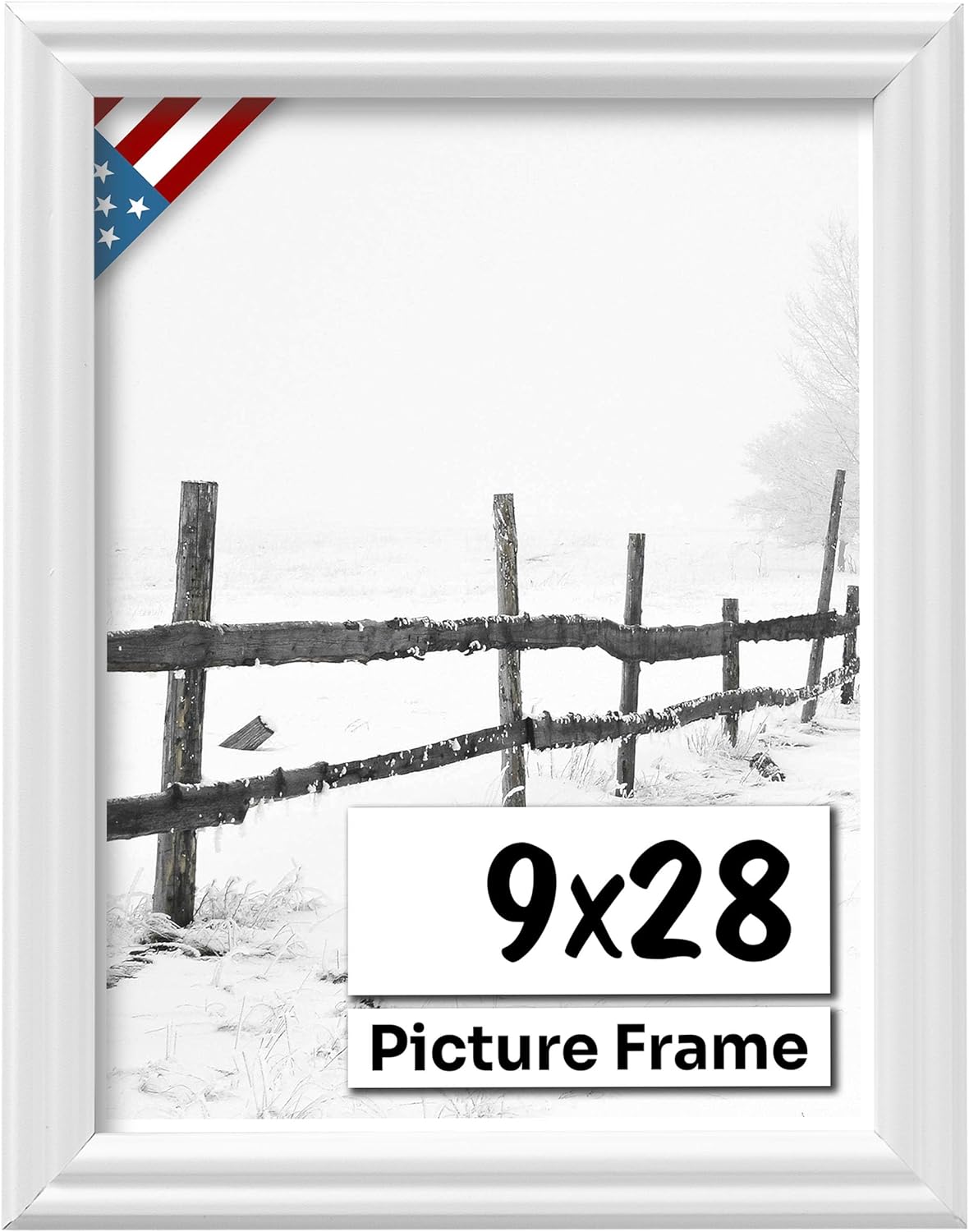 White 9x28 Picture Frame - Handmade Solid Wood Wall Decor