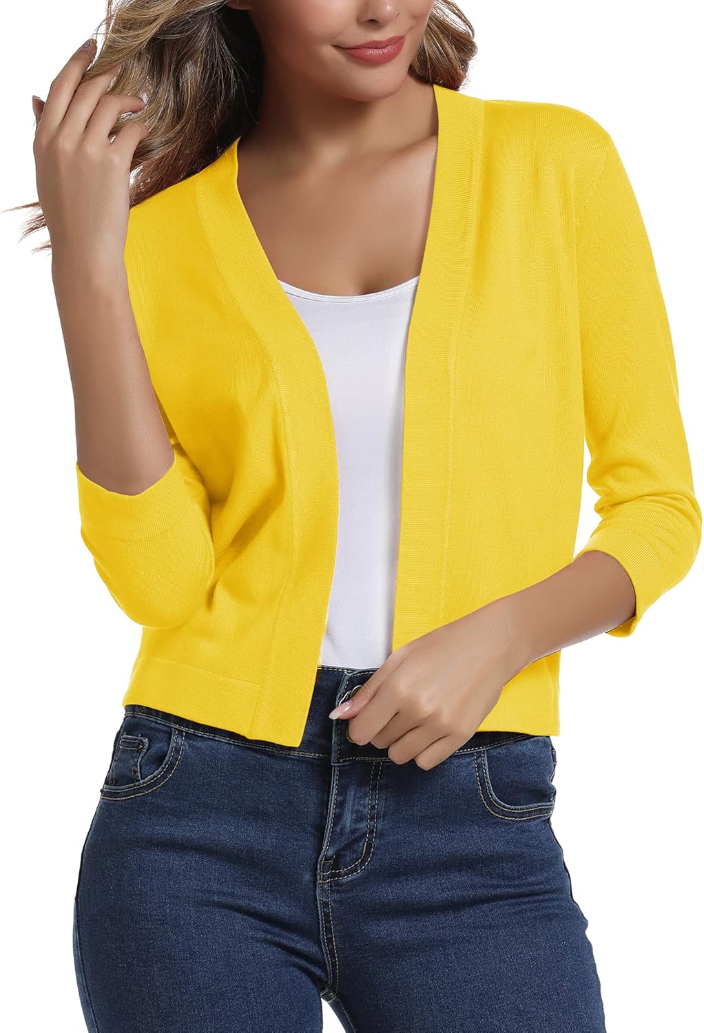 Urban CoCo Women's 3/4 Sleeve Cropped Cardigan for All Occasions
