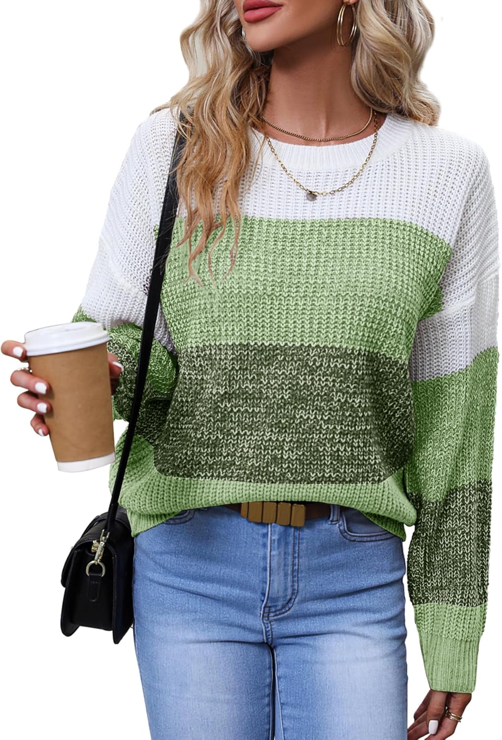 Women's Striped Color Block Sweater for Casual and Business Wear