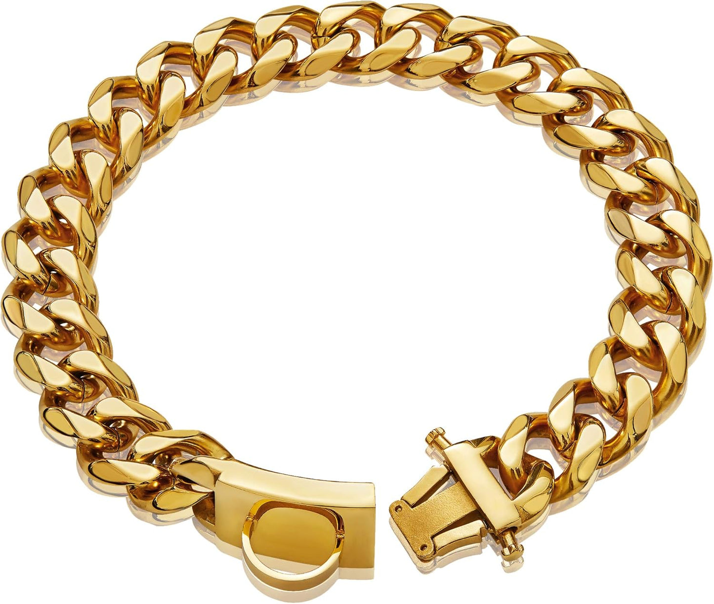 Gold Dog Chain Collar with Secure Buckle for Medium Dogs