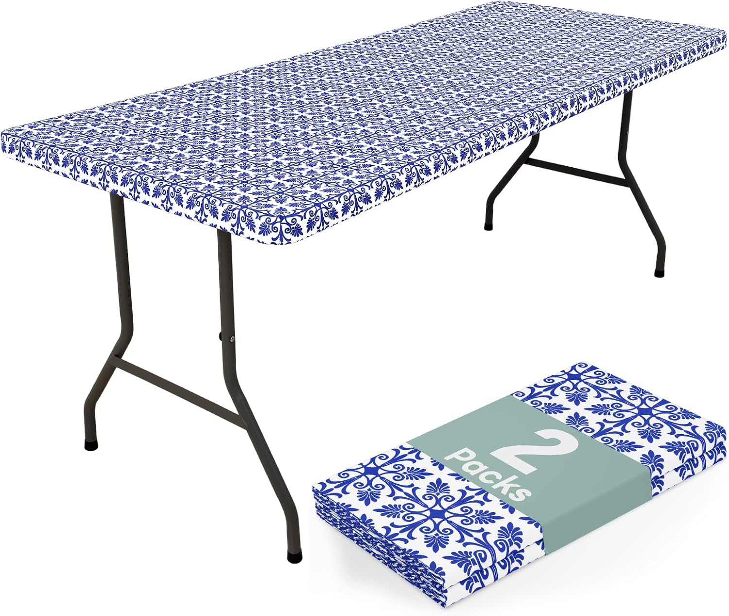 Waterproof Picnic Tablecloth 2 Pack for Indoor and Outdoor Use