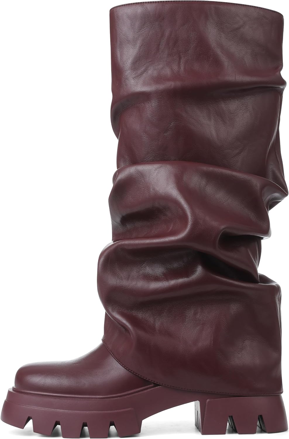 VOMIRA Women's Fold Over Slouchy Platform Boots for Style