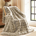 Faux Rabbit Fur Blanket 60in x 80in - Cozy Thick Bubble Throw