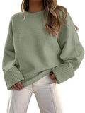 Women's Oversized Fuzzy Knit Pullover Sweater - Soft Warm Fall Layer