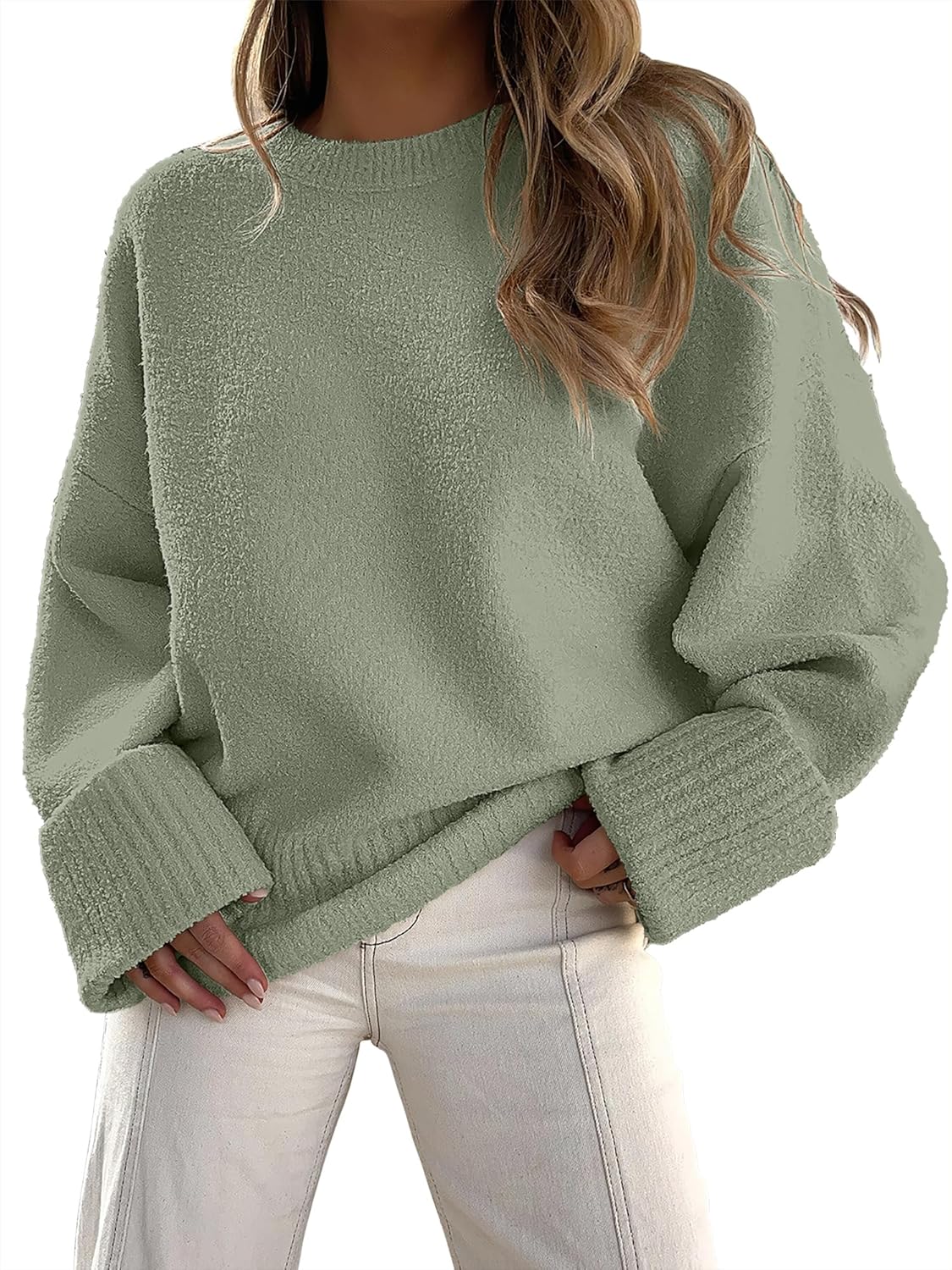 Oversized Women's Fuzzy Knit Sweater for Cozy Fall Outfits