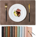 Vinyl Placemats Set of 8-12 17 in - Waterproof Faux Leather Placemats