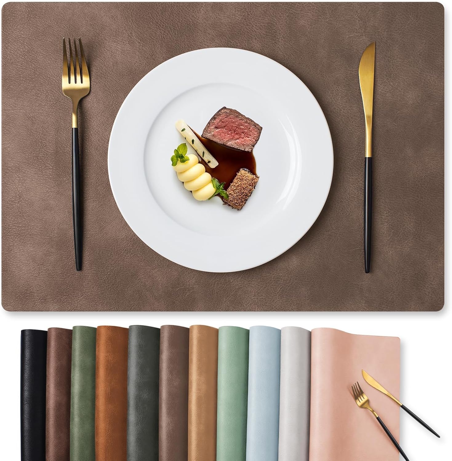 MOSAYT Vinyl Placemats Set of 8 - Waterproof and Heat Resistant
