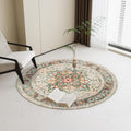 Round Rug for Living Room 5ft Washable Boho Circle Rug - Soft Low Pile