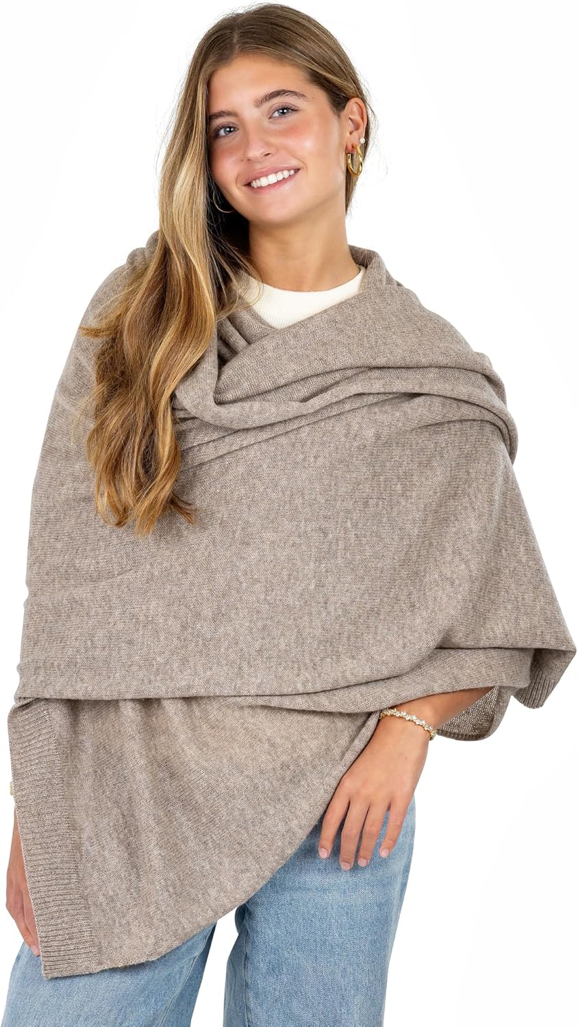 Velanio Cashmere Luxury Knitted Wrap Travel Shawl Scarf for Women