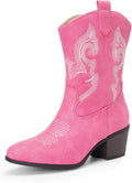 DREAM PAIRS Cowboy Boots for Women Mid Calf - Embroidered Western