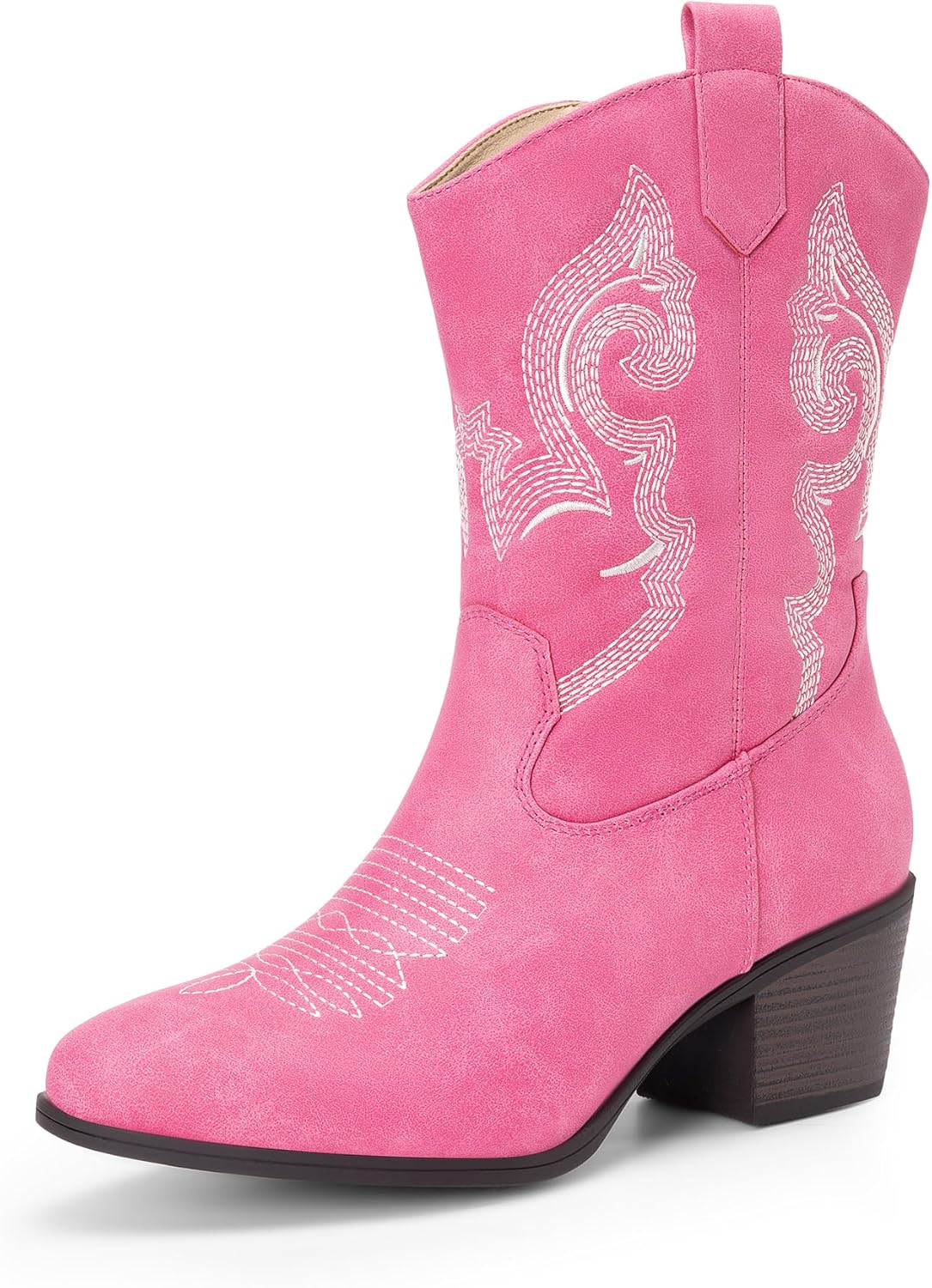 DREAM PAIRS Mid Calf Cowboy Boots with Embroidery for Women