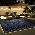 Outdoor Rug Carpet Waterproof 8x10 ft with LED Strip Lights - Patio