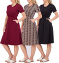 Real Essentials Women's Midi Short Sleeve Soft T-Shirt Dress