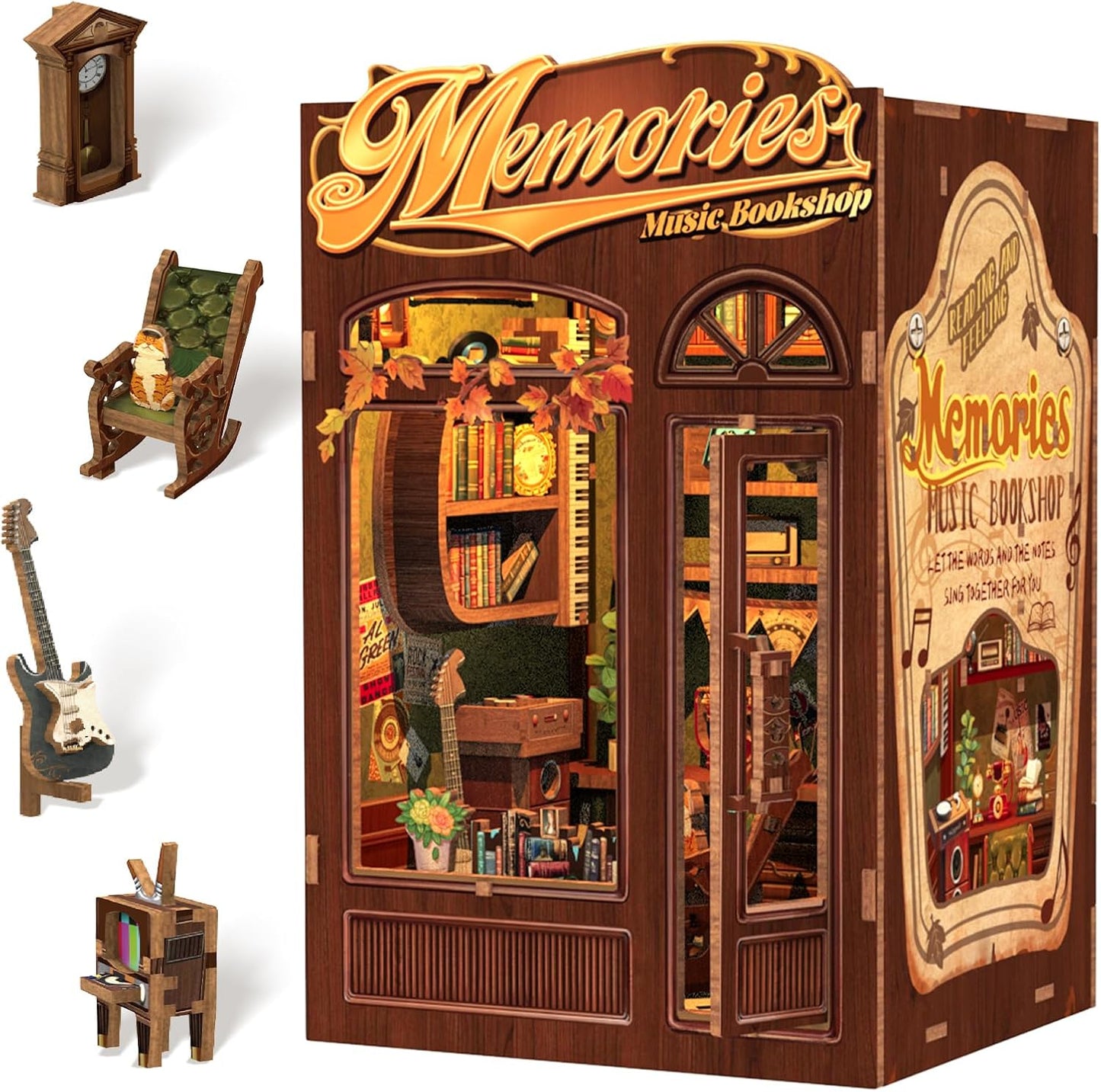 CUTEBEE DIY Miniature Book Nook Kit for Music Lovers and Crafters