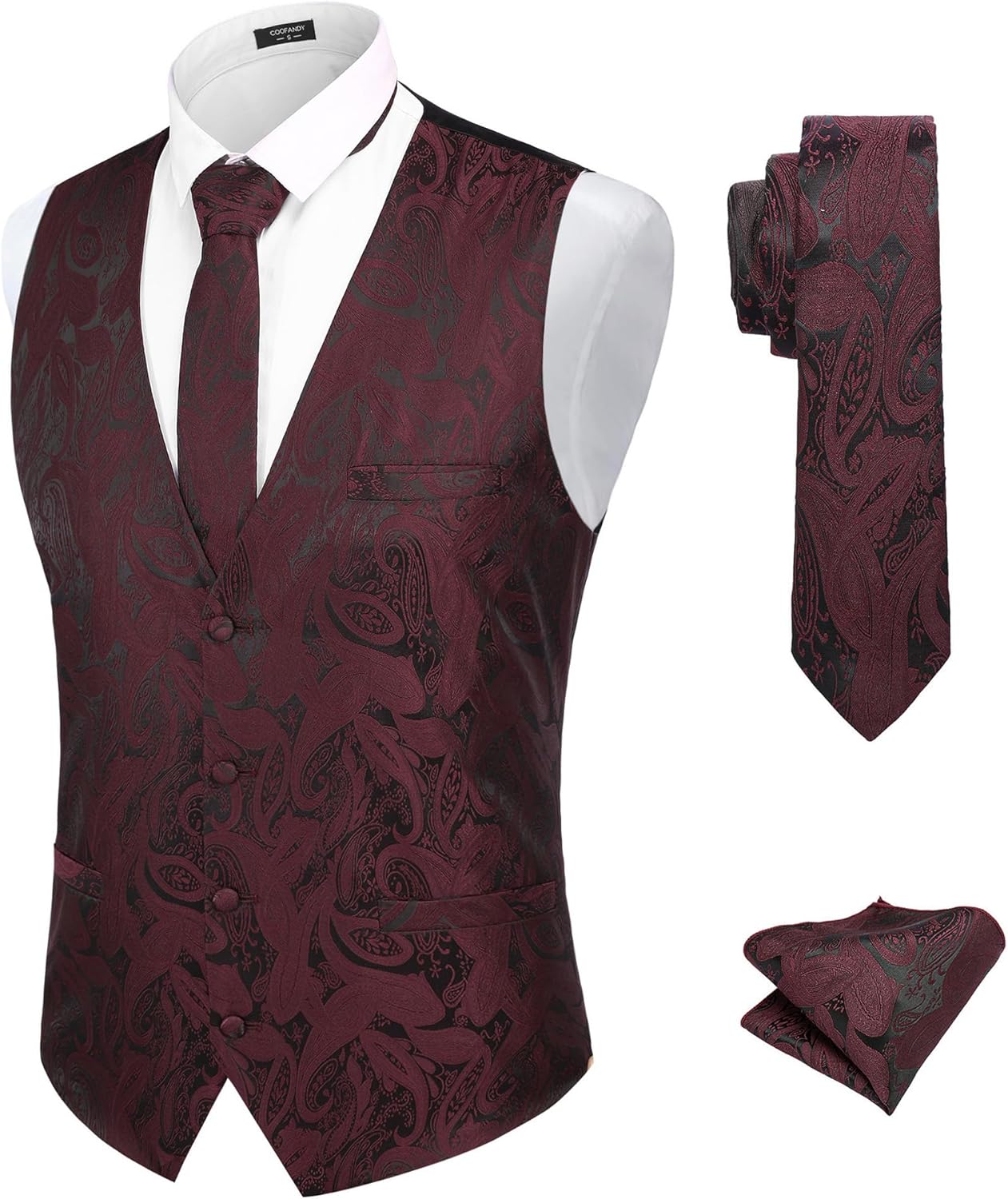 Stylish COOFANDY Men's Christmas Vest Tie Set for Holidays