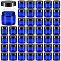 2 oz Cobalt Blue Glass Jars 48 Pack - Travel Size Leakproof Cosmetic
