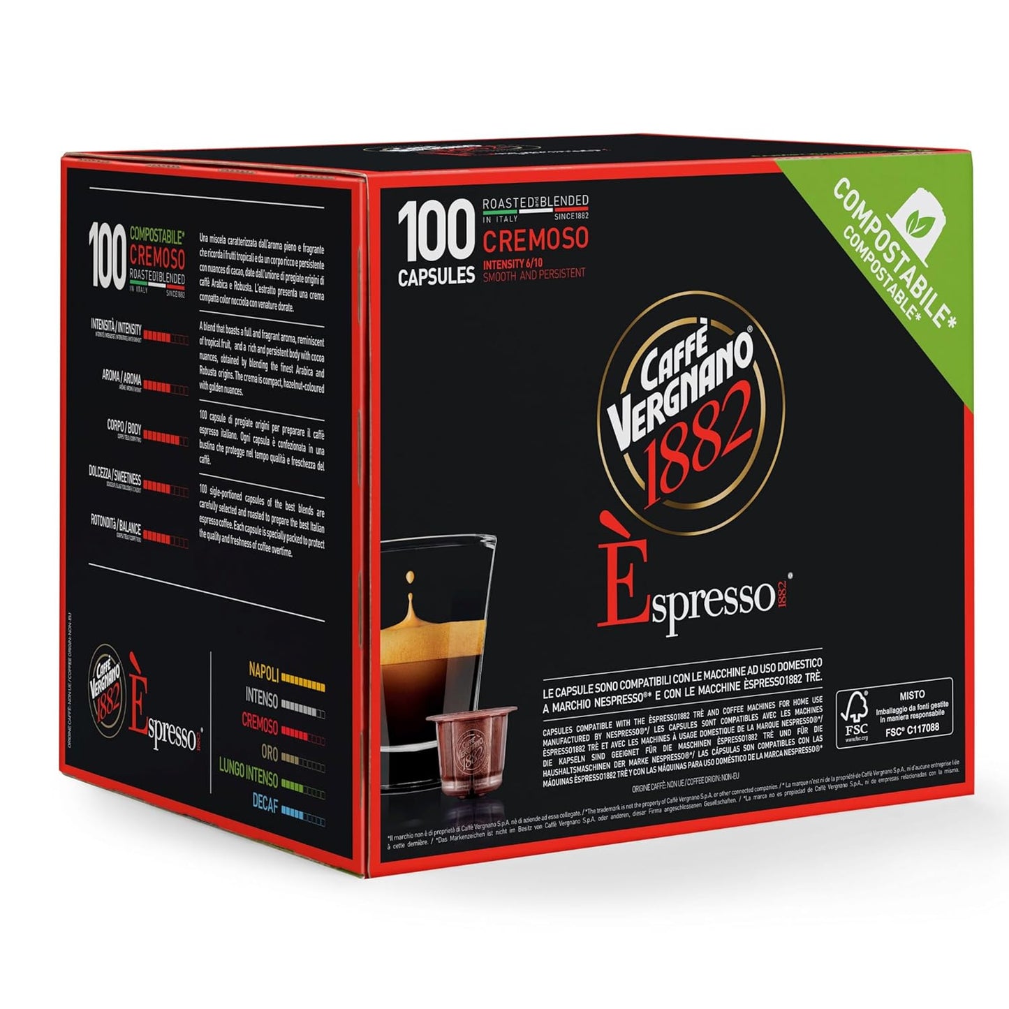 Caffe Vergnano 1882 Oro Espresso Capsules for Nespresso Machines