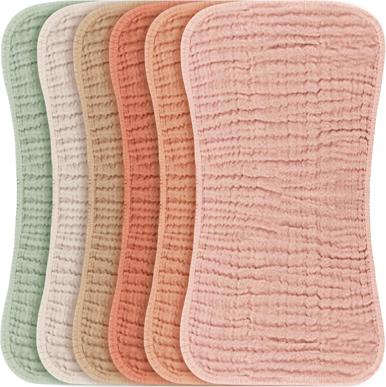 6 Pack Large Muslin Baby Burp Cloths - 100% Cotton for Newborns