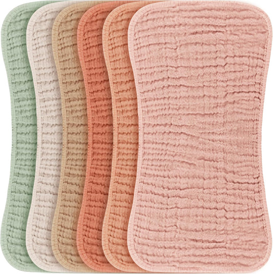 6 Pack Large Muslin Baby Burp Cloths - 100% Cotton for Newborns