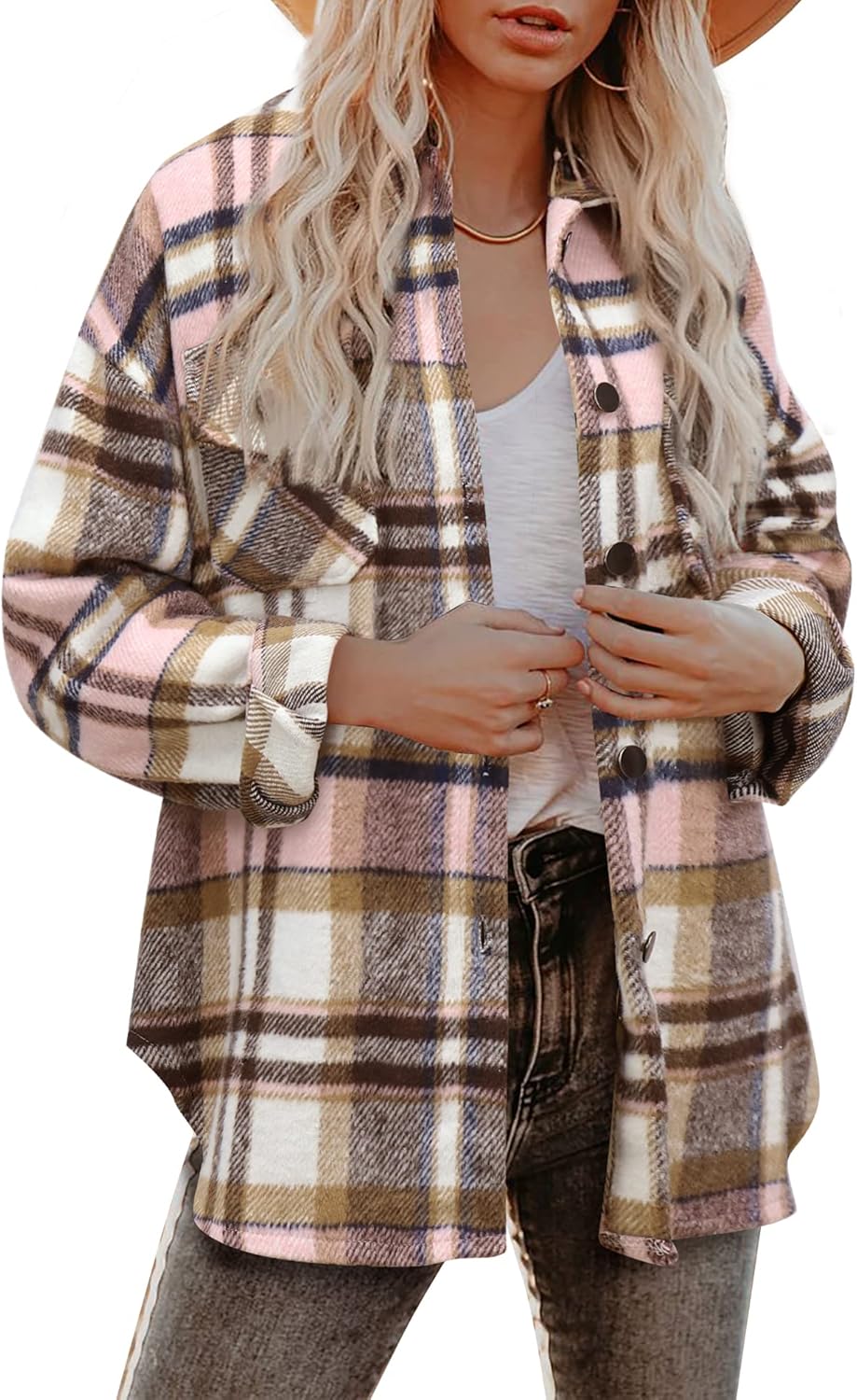 Beaully Women's Flannel Plaid Shacket for Fall Fashion Style