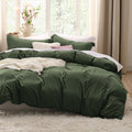 Bedsure Olive Green Duvet Cover Queen Size - Extra Soft 3-Piece Set