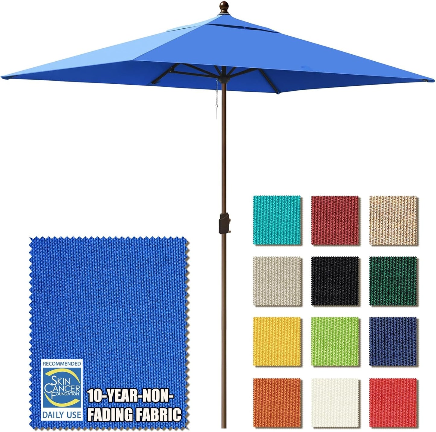 EliteShade 10-Year Non-Fading 6.5x10Ft Rectangular Umbrella