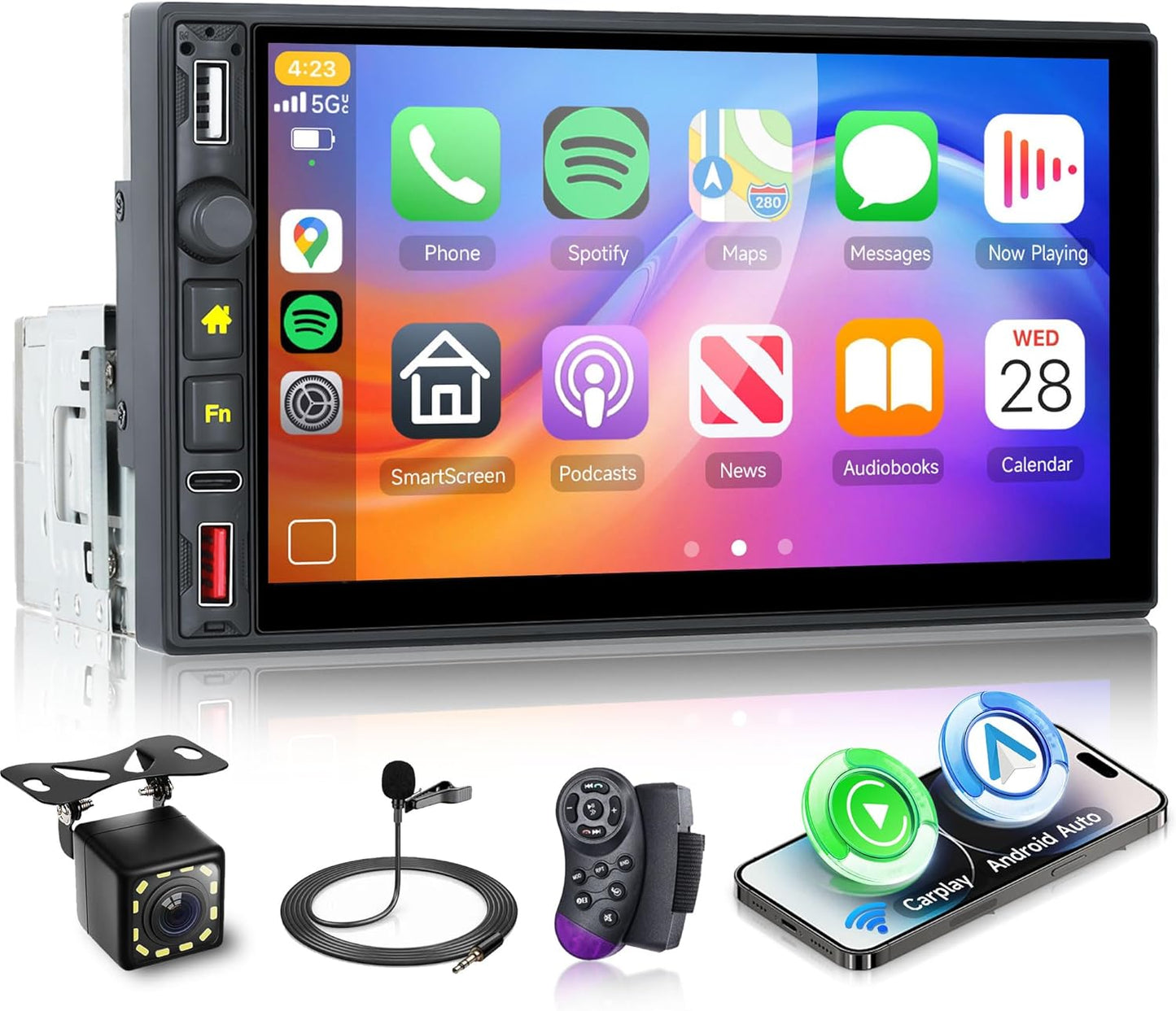 Wireless Carplay Car Stereo with 7 Inch Touch Screen Features