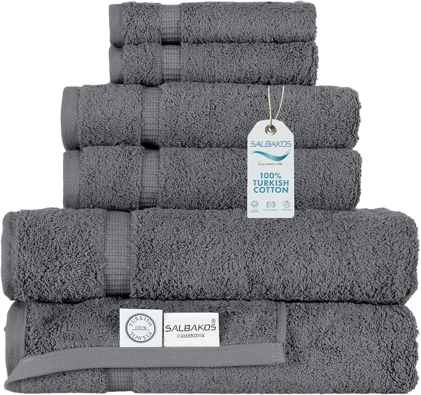 100% Turkish Cotton 6-Piece Towel Set for Luxurious Comfort