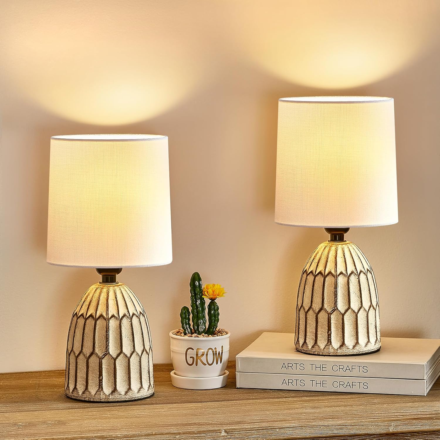 Boho Chic Ceramic Bedside Lamps Set - EJIAXIN