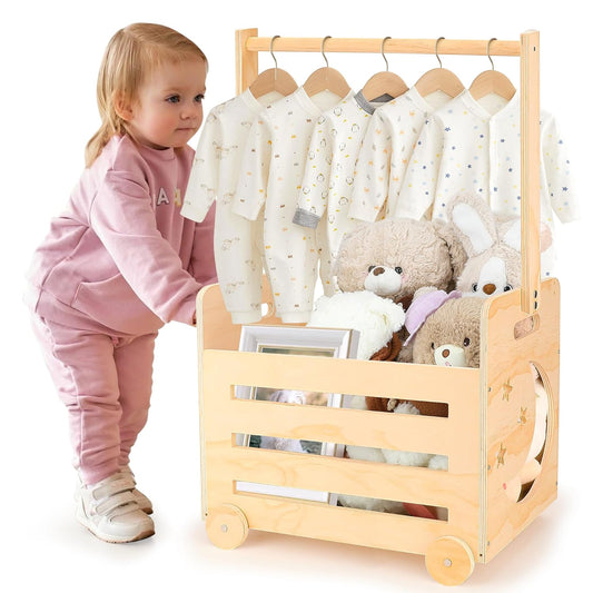 Wooden Baby Shower Crate Closet with Wheels for Newborn Gifts
