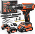 Cordless Drill 20V MAX Power Drill Set - Dual Batteries & 56PC Kit is