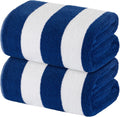 White Classic Stripe Cabana Beach Towels Oversized 2 Pack - Plush