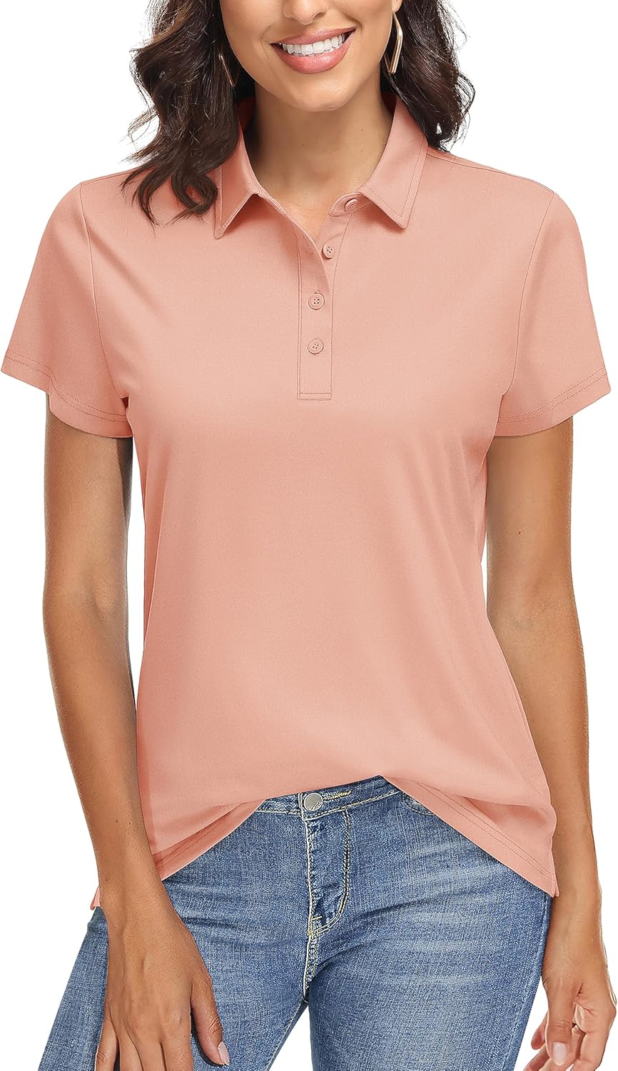 TACVASEN Women's Golf Polo Shirts with UPF 50+ Sun Protection