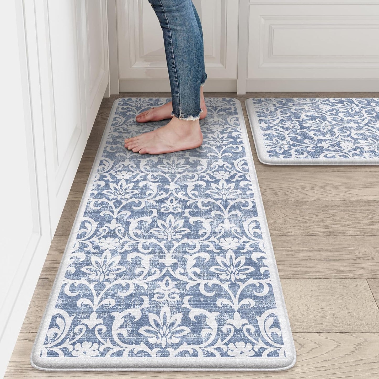 LEEVAN Anti Fatigue Mats for Kitchen Floor - Vintage Design Set