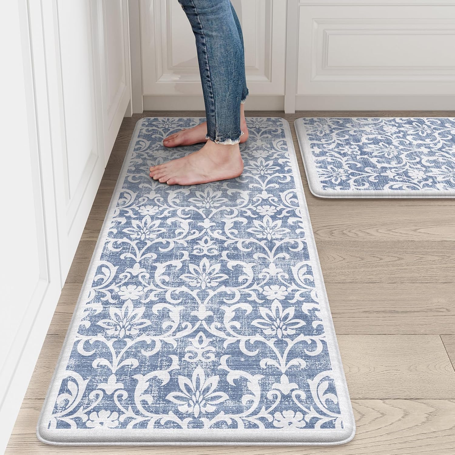 LEEVAN Anti Fatigue Mats for Kitchen Floor - Vintage Design Set