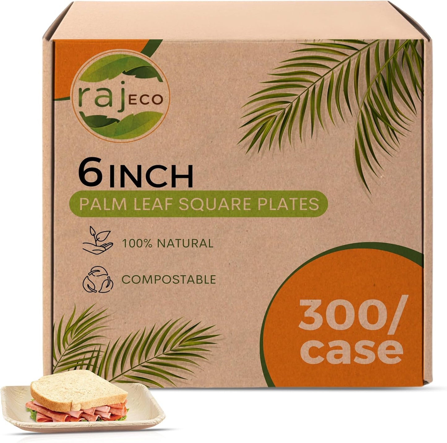 Raj Palm Leaf Plates Bulk 50-Pack for Eco-Friendly Dining