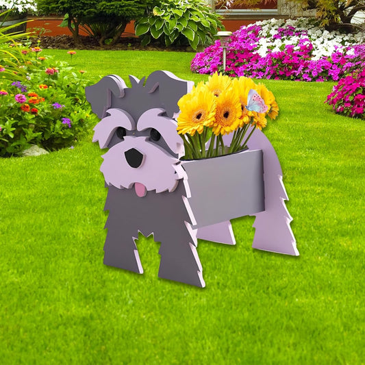 Gray Schnauzers Dog Planter for Unique Indoor Outdoor Decor