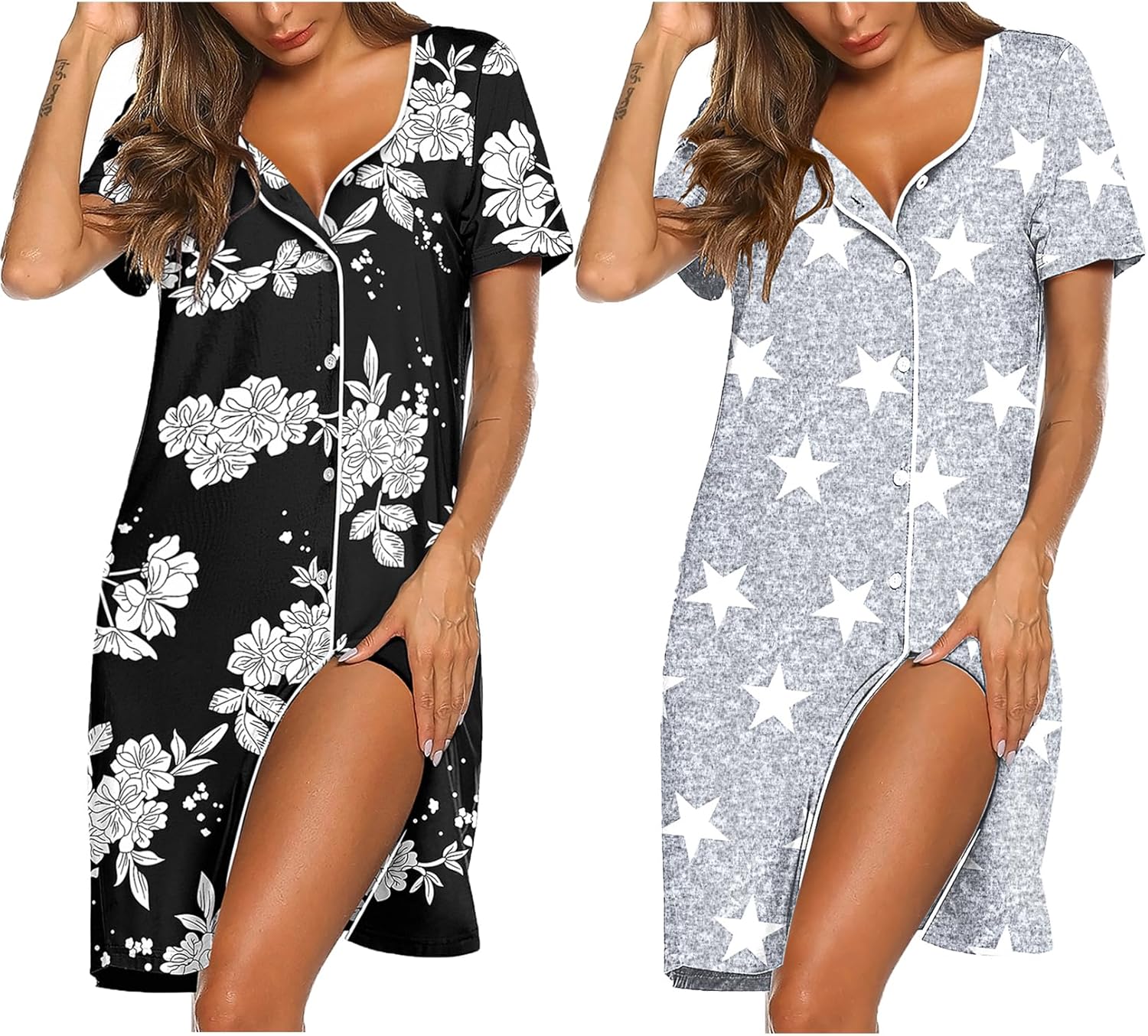 Ekouaer Nightgowns for Women 2 Pack Soft Sleepwear Set