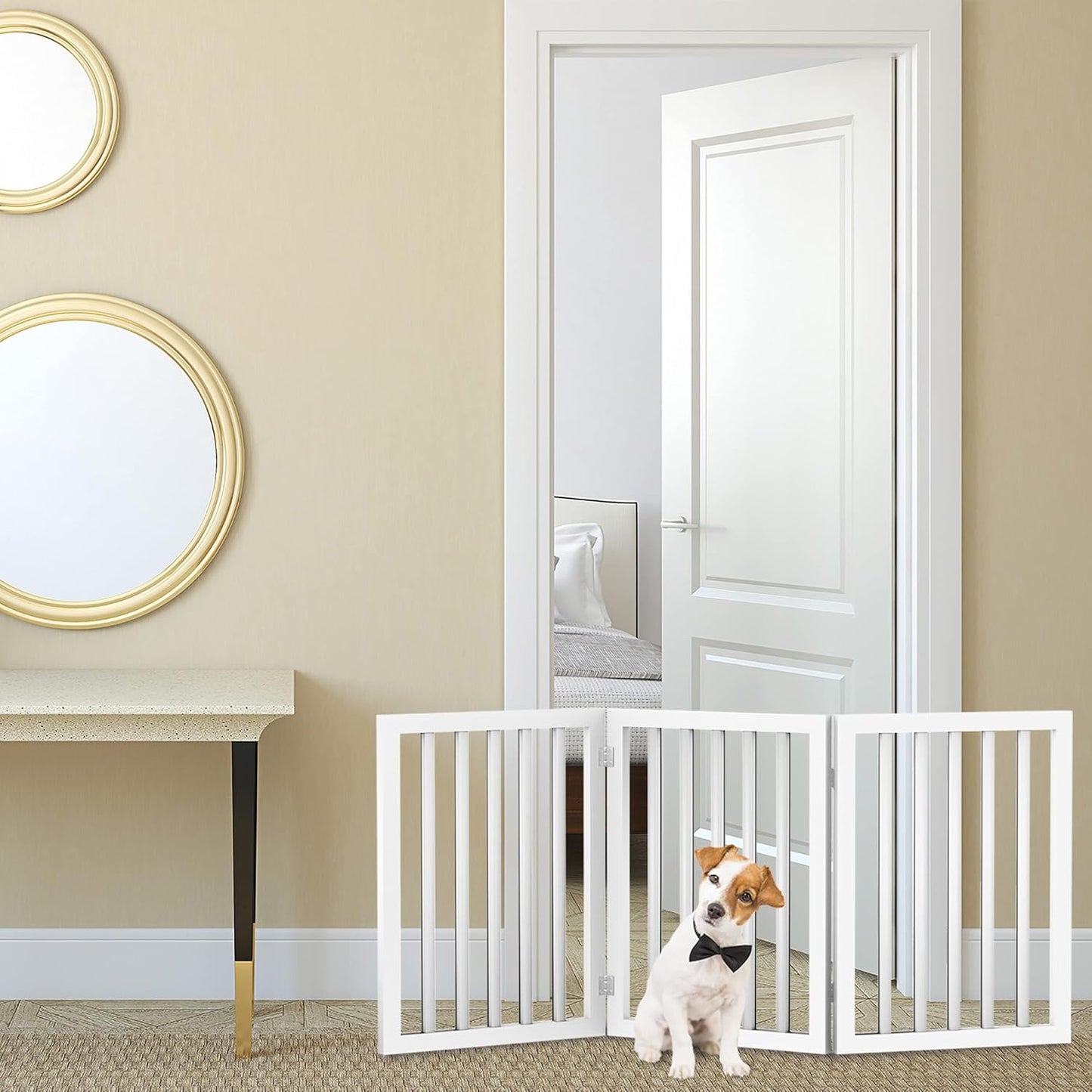 Pet Gate - 3-Panel Indoor Foldable Dog Fence for Home Use