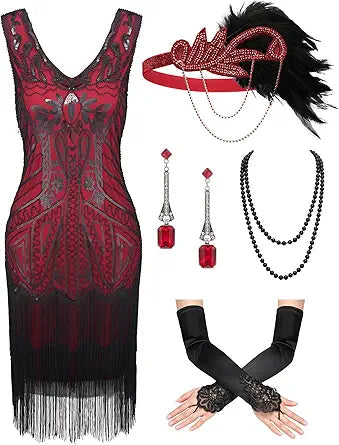 SWEETV Women's Vintage Flapper Dress for 1920s Great Gatsby Party