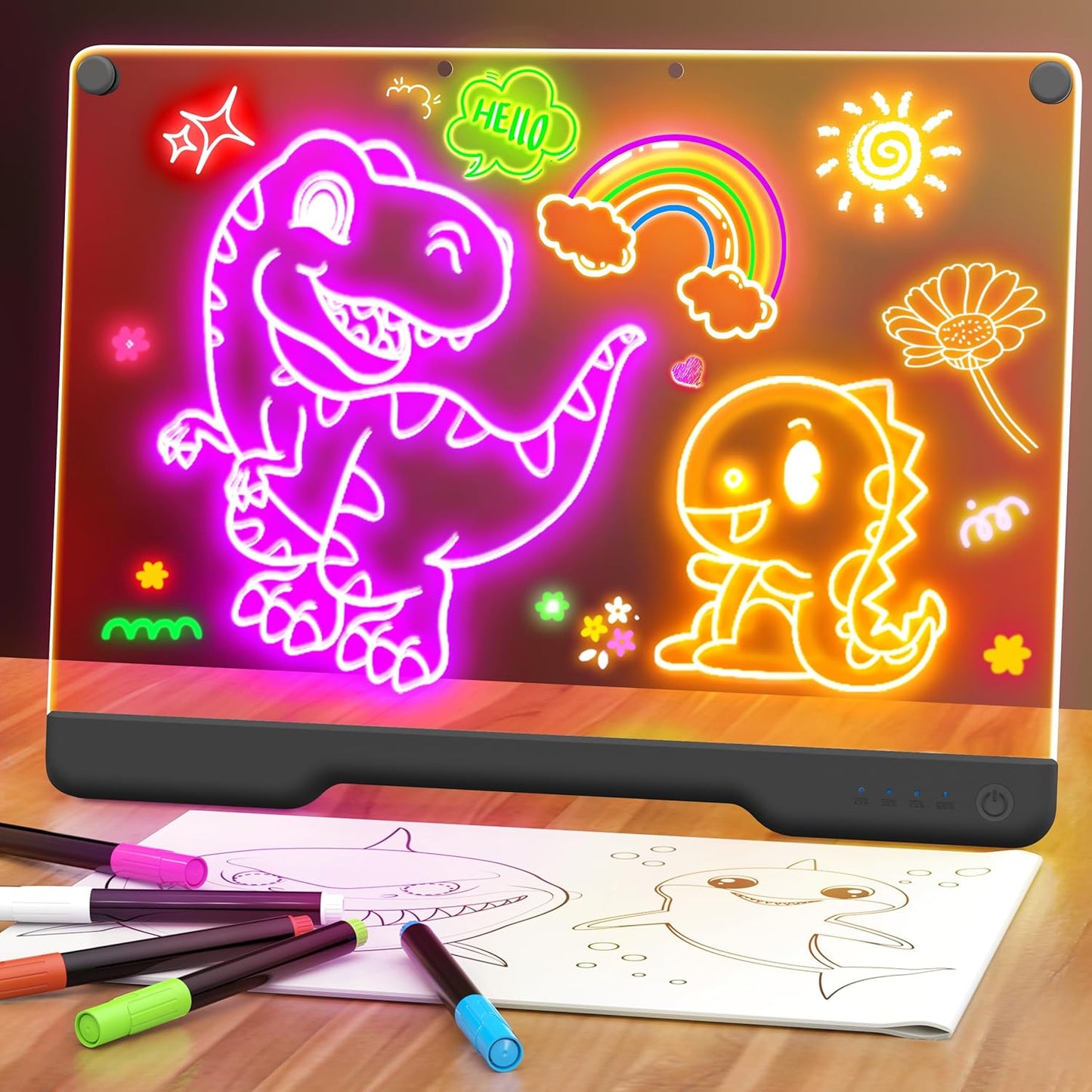 16-Inch Rechargeable Doodle Glow LED Note Board for Kids
