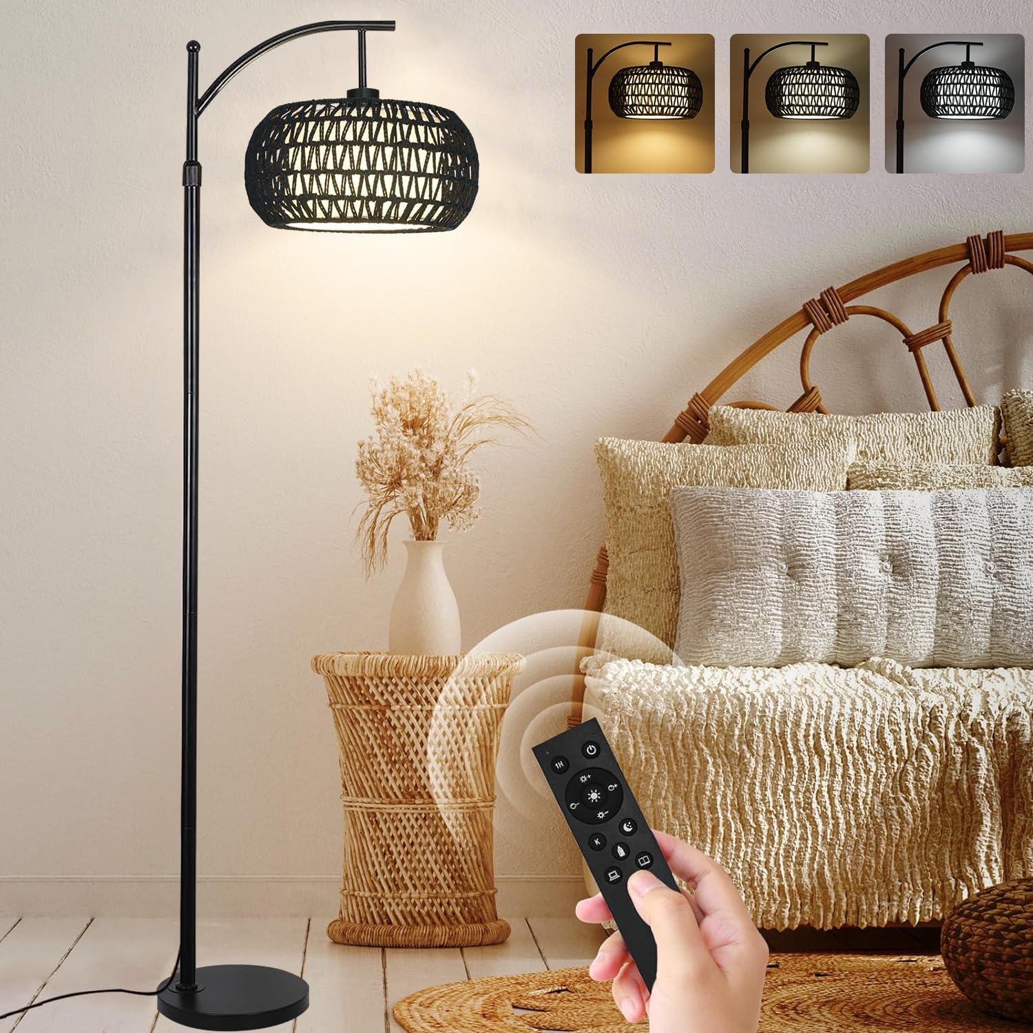Arc Floor Lamp with 3 Color Temperatures for Home Decor