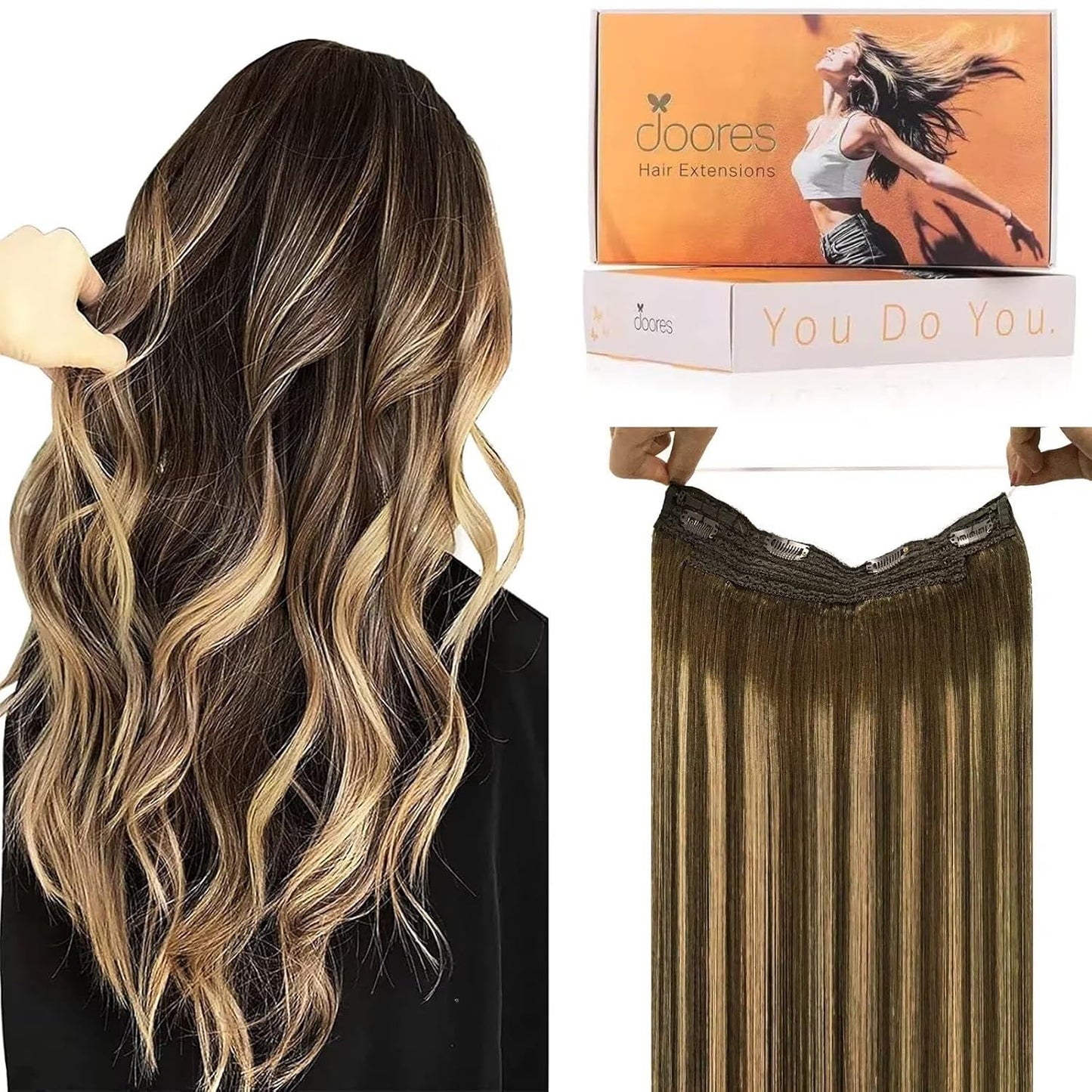 DOORES Wire Hair Extensions 16 Inch for Effortless Volume