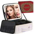 Makeup Bag with LED Mirror and 2X/3X Magnification - Portable Vanity