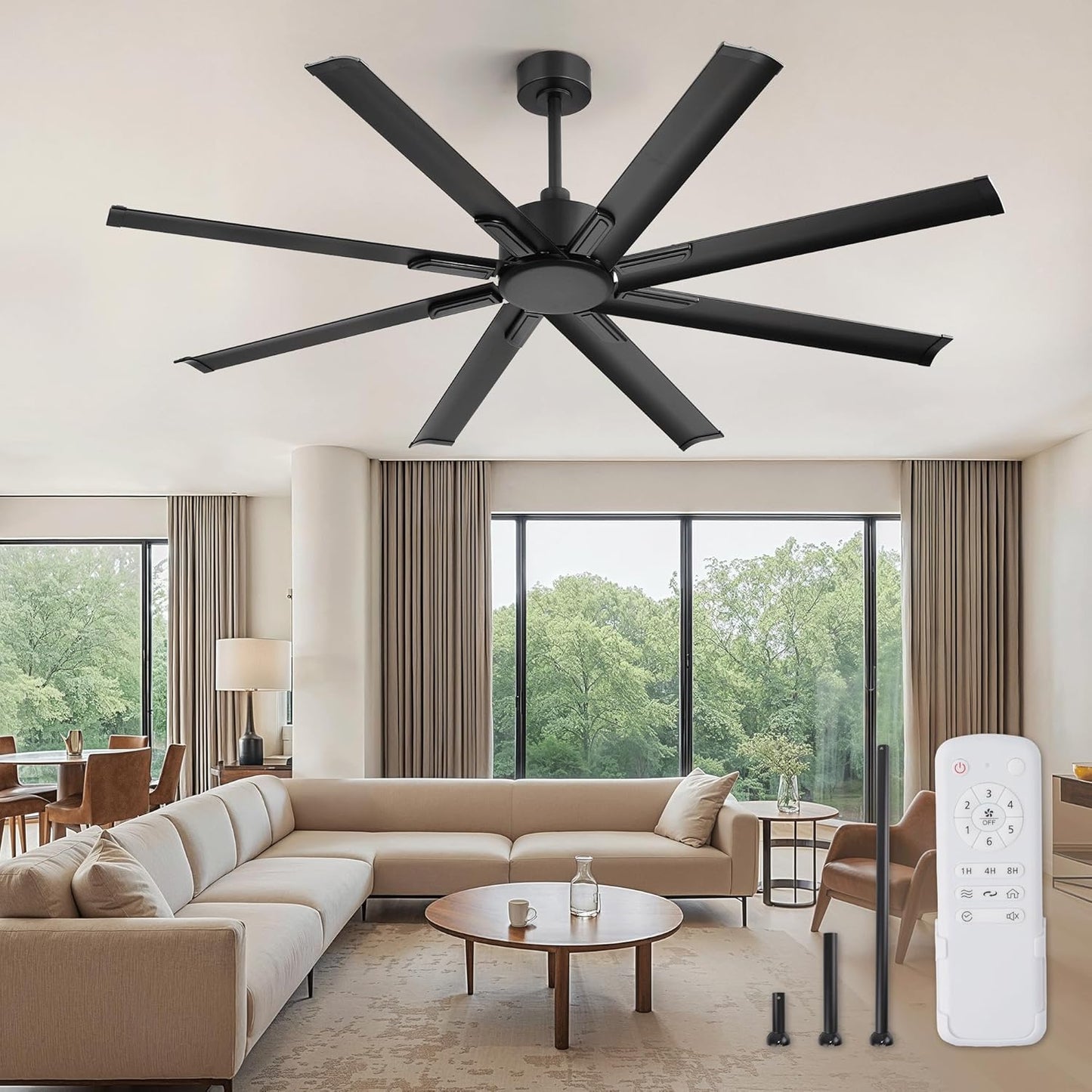 ZMISHIBO 65 Inch Industrial Ceiling Fan with Remote Control
